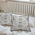 thumbnail image 7 of Waterproof Throw Pillow Covers Set of 2, 18x18 Inch Boho Ethnic Decorative Pillowcases Outdoor Pillow Slip Cushion Covers Set for Couch Tent Vintage Shabby Southwest Floral Motifs, 7 of 7