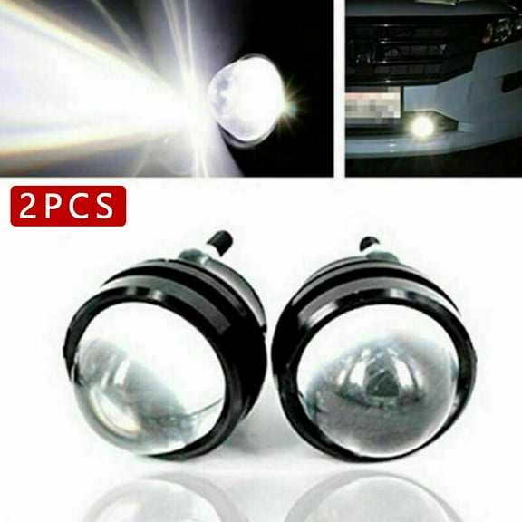 KERISTE 2X Led Car Drl Light Bulb 15W Projector Lens Fog Daytime Running Fish Eye White