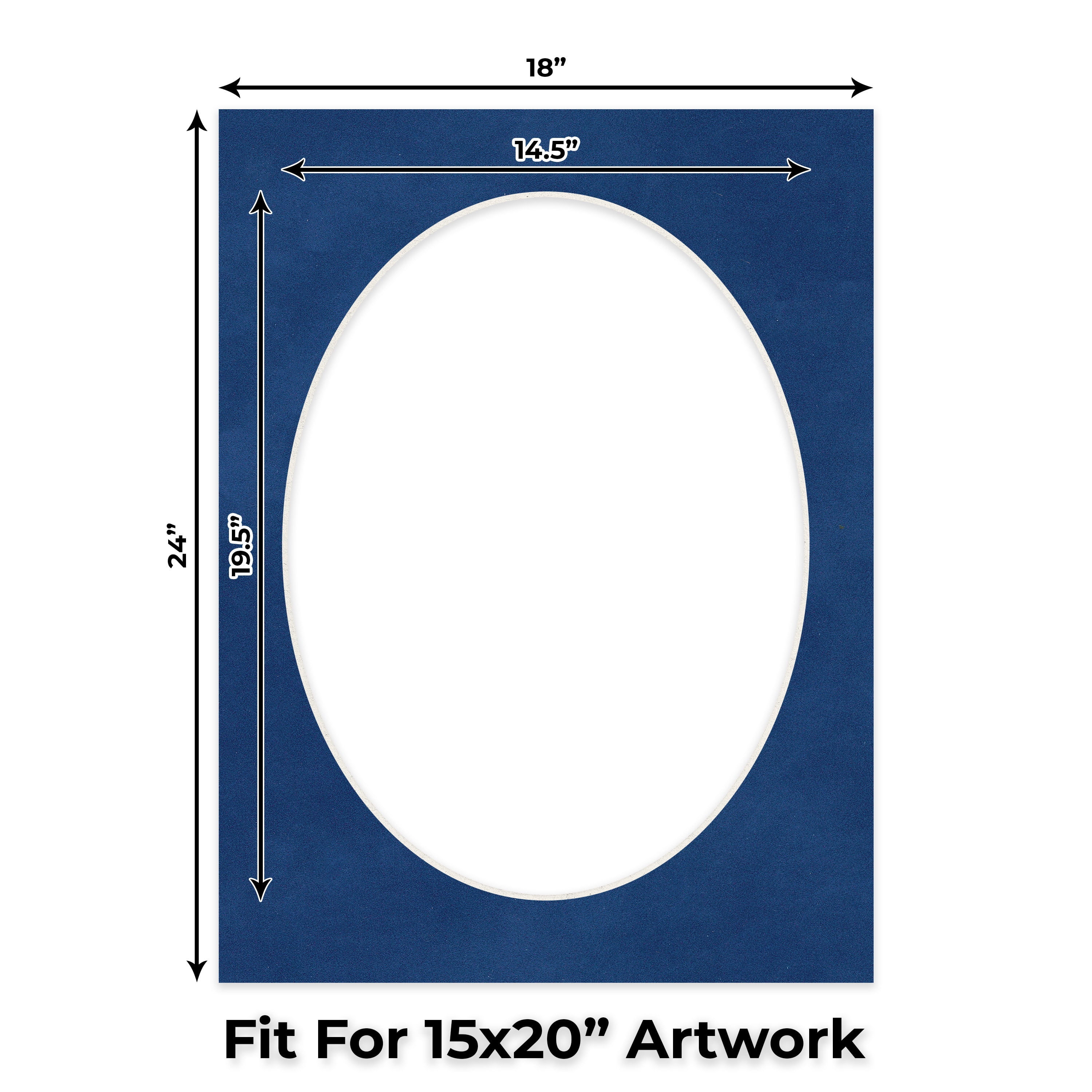 Brooke Blue Suede Picture Frame Mat for 18x24 Frames - Oval Opening for 15x20 Photos - 1 Mat