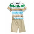 thumbnail image 2 of Only Kids Infant Boys 2 Piece Colorful Striped Polo T-Shirt & Khaki Shorts 6-9m, 2 of 2