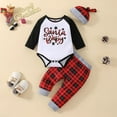 thumbnail image 2 of Lovebay Newborn Baby Boys Long Sleeve Romper Plaid Pants Hat Christmas 3PCS Outfits, 2 of 8