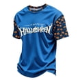 thumbnail image 6 of Fabrcox S-4XL Halloween Mens T-Shirts Pumpkin Ghost Moon Mens Graphic T Shirts Fall Winter Festival Corduroy Raglan Men Short Sleeve Shirt Blue M, 6 of 7