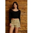 thumbnail image 5 of Cali1850 Women's Low Rise Cargo Stretch Fitted Shorts with Pockets and Buttons, 5 of 7