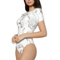 thumbnail image 2 of The Xecao Rabbit Eating Women's Crew Neck Body Suit, a short-sleeved bodysuit and basic swimsuit, both comfort and style for dating and daily life, 2 of 9