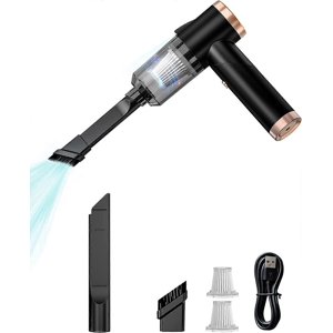 Nettoyeur à vide de voiture sans fil à vide avec LED lampe 9000PA Aspiration Mini Nettoyeur à vide Nettoilateur à vide portable (Noir)_Perfect Gift