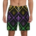 thumbnail image 3 of Uemuo Mardi Gra Geometric Pattern Mens Swim Trunks Quick Dry Board Shorts with Mesh Lining, Stretch Beach Shorts Quick Dry No-Chafing Board Shorts-XX-Large, 3 of 9