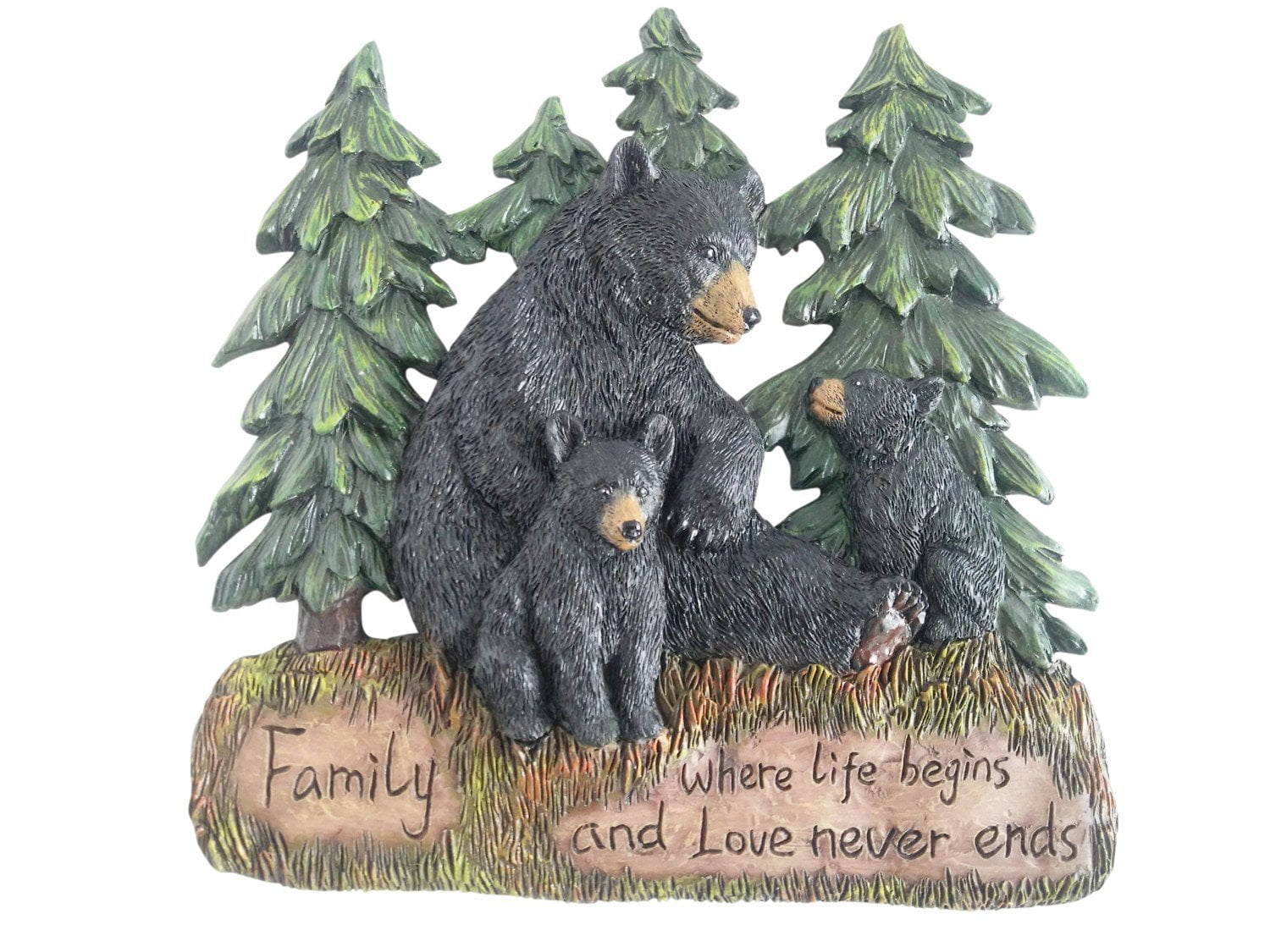 Decorative Black Bear w/ Wood Heart Sign Spiritual Home Decor 8.25" 