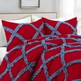 thumbnail image 2 of D.N.G. BEDDINGS 3 Piece Luxury Two Tone Diamond Ruffle Pattern Comforter Set Premium Super Soft, All Season 800 Thread Count, 100% Egyptian Cotton, Super King Size Medium Blue/Red Solid Color, 2 of 4