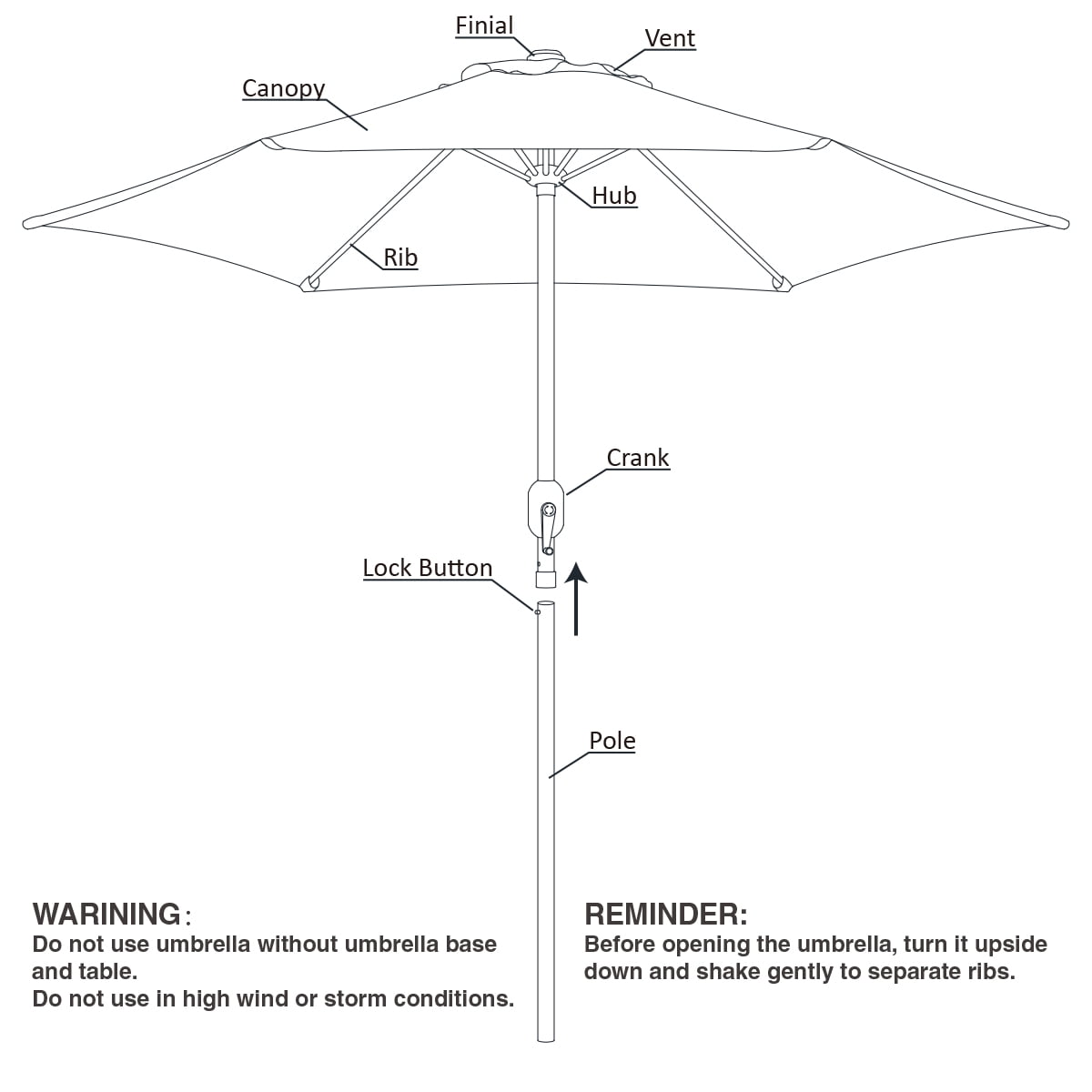 Abble 7.5ft Patio Umbrella with Crank Outdoor Market Umbrella with 6 Ribs for Garden Deck Backyard Pool, Red