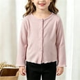 thumbnail image 5 of UACY Girls' Ribbed Knit Cardigan Long Sleeve Button down Lightweight Sweater Toddler Knitwear Button Closure Ruffled Outwear Tops, 5 of 5