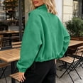 thumbnail image 4 of Antinious Women Casual Zip Jacket Collar Drawstring Pocket Solid Long Sleeve Comfy, 4 of 5