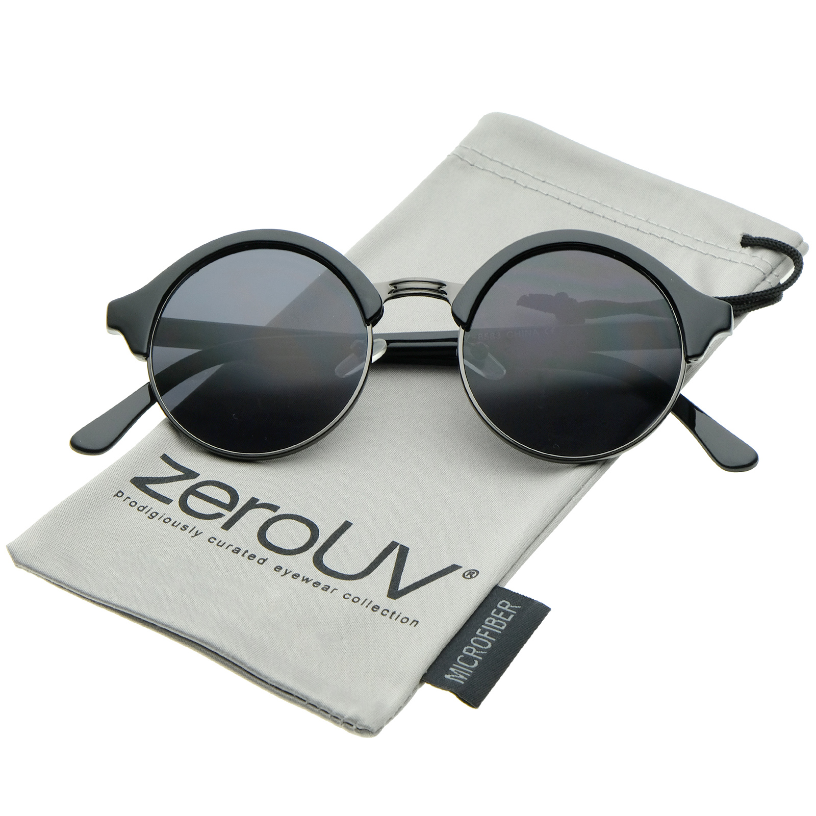 ZeroUV Men's Classic Horn Rim Glasses - Cool White Frame With Reflective Color Mirror Lenses - View #9
