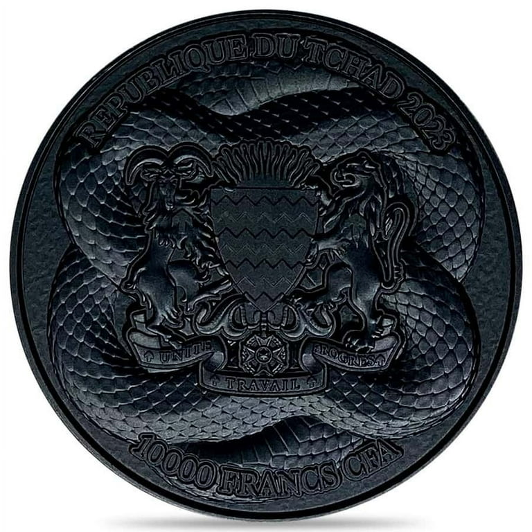 CYBELE(キュベレー) M 2BA 2023 Chad 2 oz High Relief Silver Black Mamba Coin .999 Fine