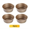 thumbnail image 1 of 1pc/2pcs/4pcs Hamburger Mold Golden Non-stick Round Small Cake Baking Mold, Baking Tool Household Oven Baking Bread Mold, 1 of 5