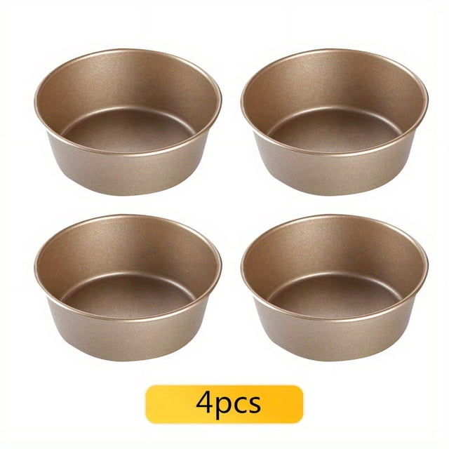 1pc/2pcs/4pcs Hamburger Mold Golden Non-stick Round Small Cake Baking Mold, Baking Tool Household Oven Baking Bread Mold