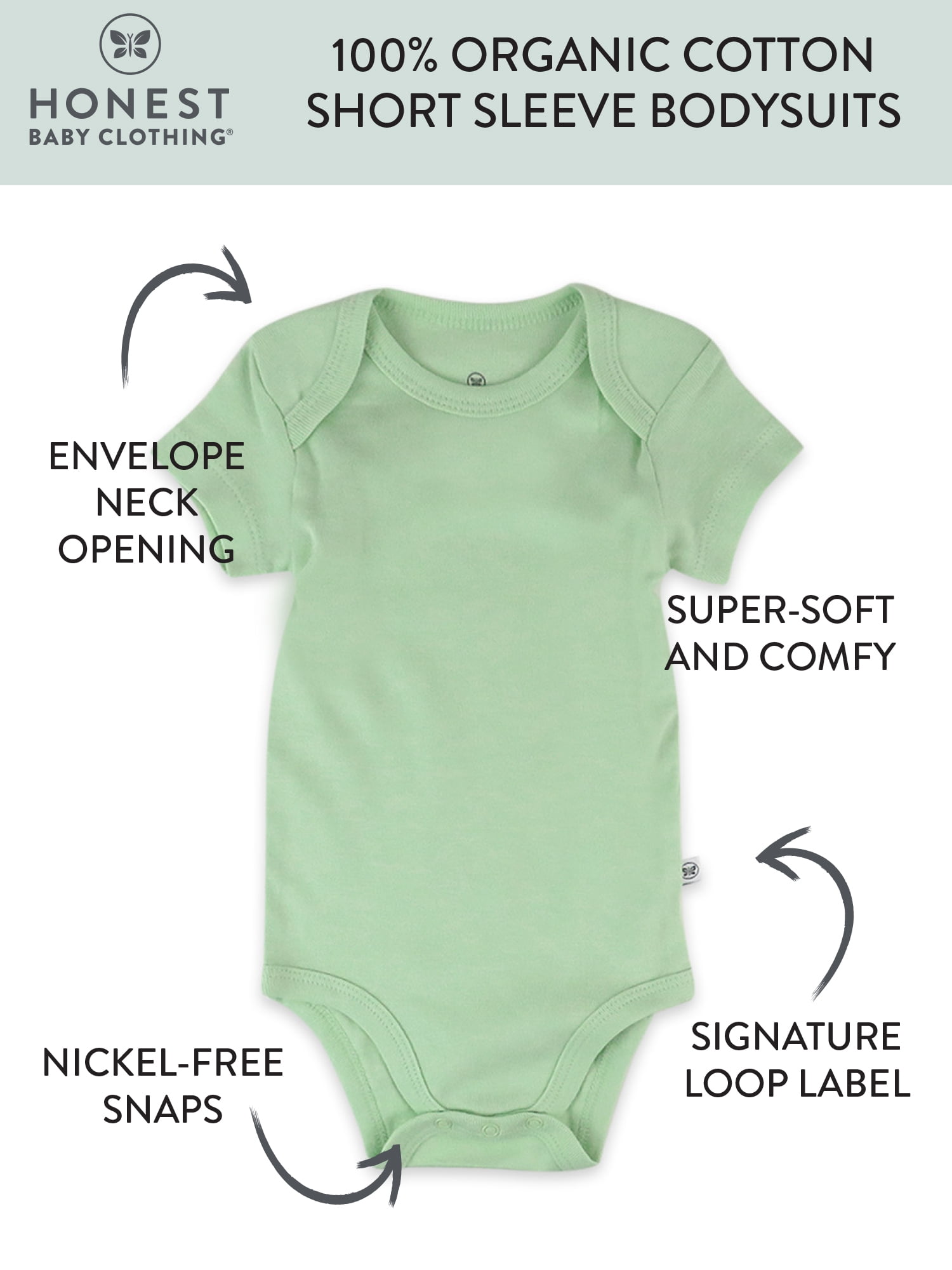 Honest Baby Clothing Baby Boy or Girl Gender Neutral Organic Cotton Short Sleeve Bodysuit, (Newborn-24 Months)