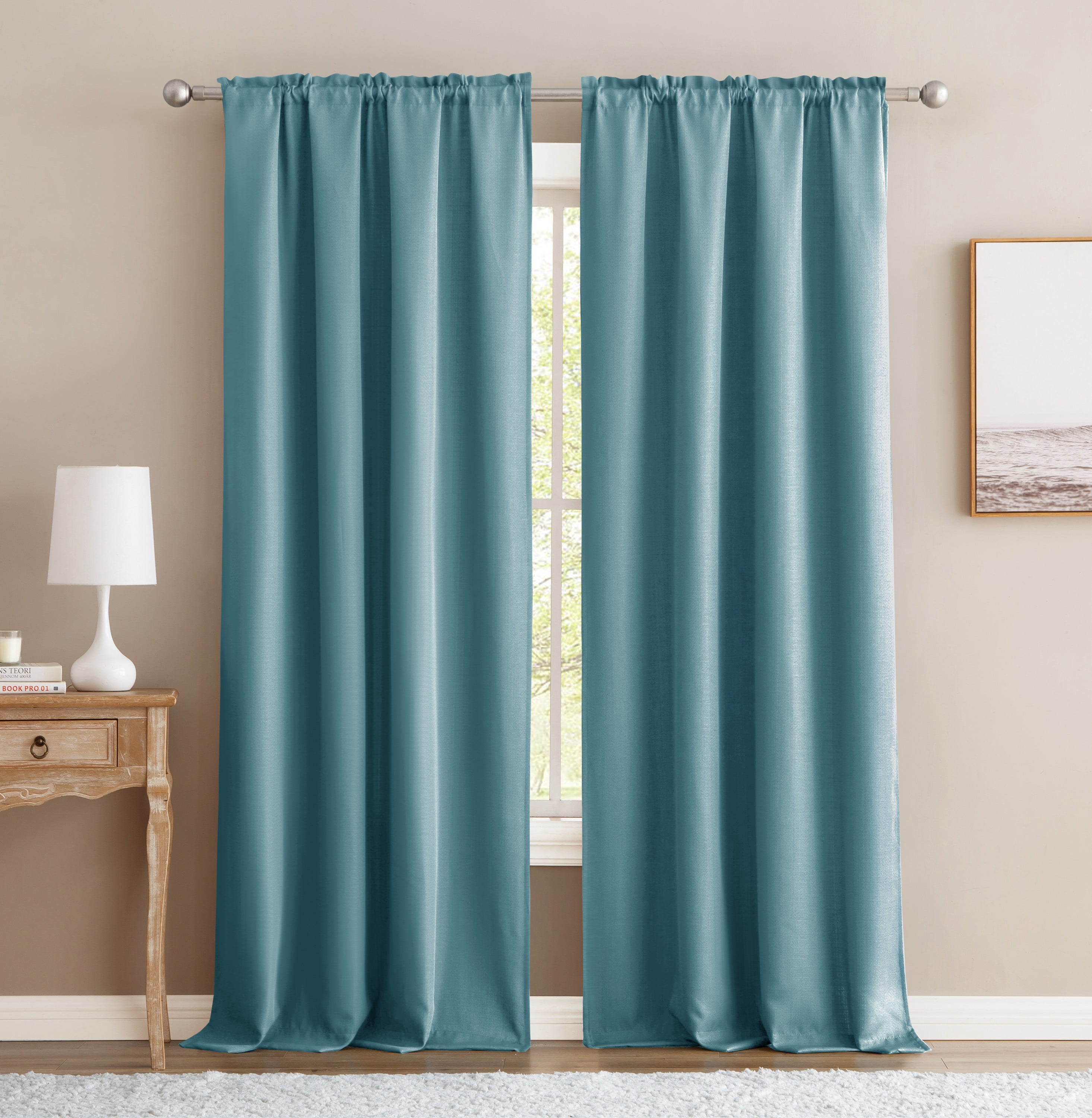 Mainstays Bennett Textured Panel Pair - Aquifer - 40" x 84" Each - Set of (2)