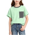 thumbnail image 2 of Rvasteizo Summer Tops for Teens Print Contrast Crew Neck Short Sleeve Breathable Thin Breathable Sport Knit Tee for Boys Girls 3 to 15 Years Casual Wear, 2 of 4