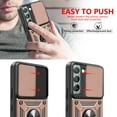 thumbnail image 5 of SOATUTO For Samsung S22 Phone Case Military Grade Drop Rugged Cover With Camera Slide Anti-Scratch Protective 360° Rotate Kickstand Sturdy Shockproof Case For Samsung Galaxy S22 6.1 inch - Rose Gold, 5 of 6