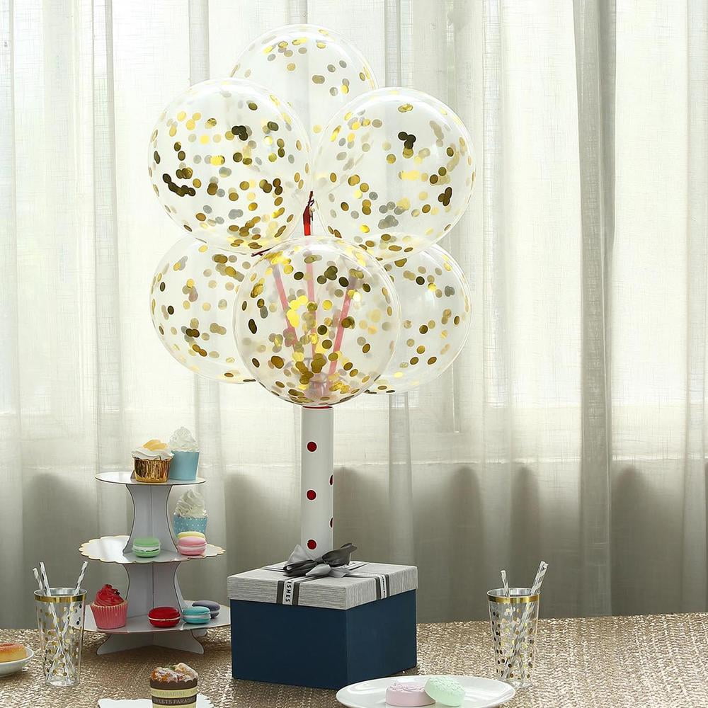 2PC 10 Pack 12" Clear Confetti Balloons Latex Helium Party Balloons