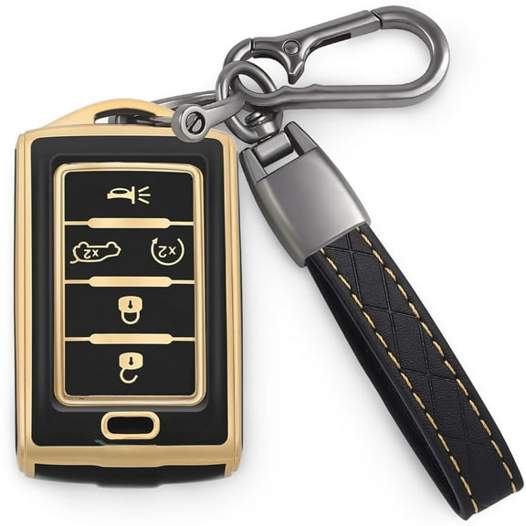 for Jeep Key Fob Cover with Keychain TPU Car Key Case Shell 360 Degree Protection fit for 2021-2023 Jeep Grand Cherokee/Grand Cherokee L/Wagoneer/Grand Wagoneer 5 Buttons Smart Key