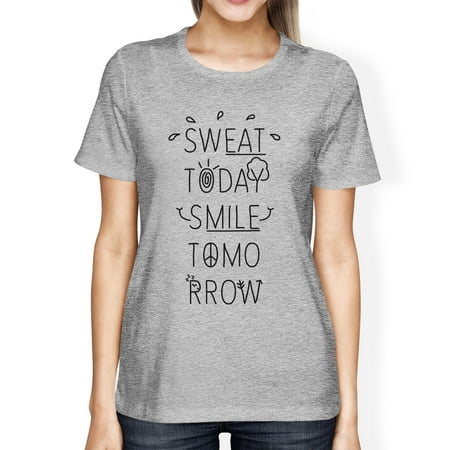 Sweat Smile Womens Grey Funny Design Gym Tee T-Shirt Cute Gym Gifts