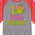 thumbnail image 3 of The Grinch - I Love Being Grinchy - Toddler & Youth Raglan Graphic T-Shirt, 3 of 6