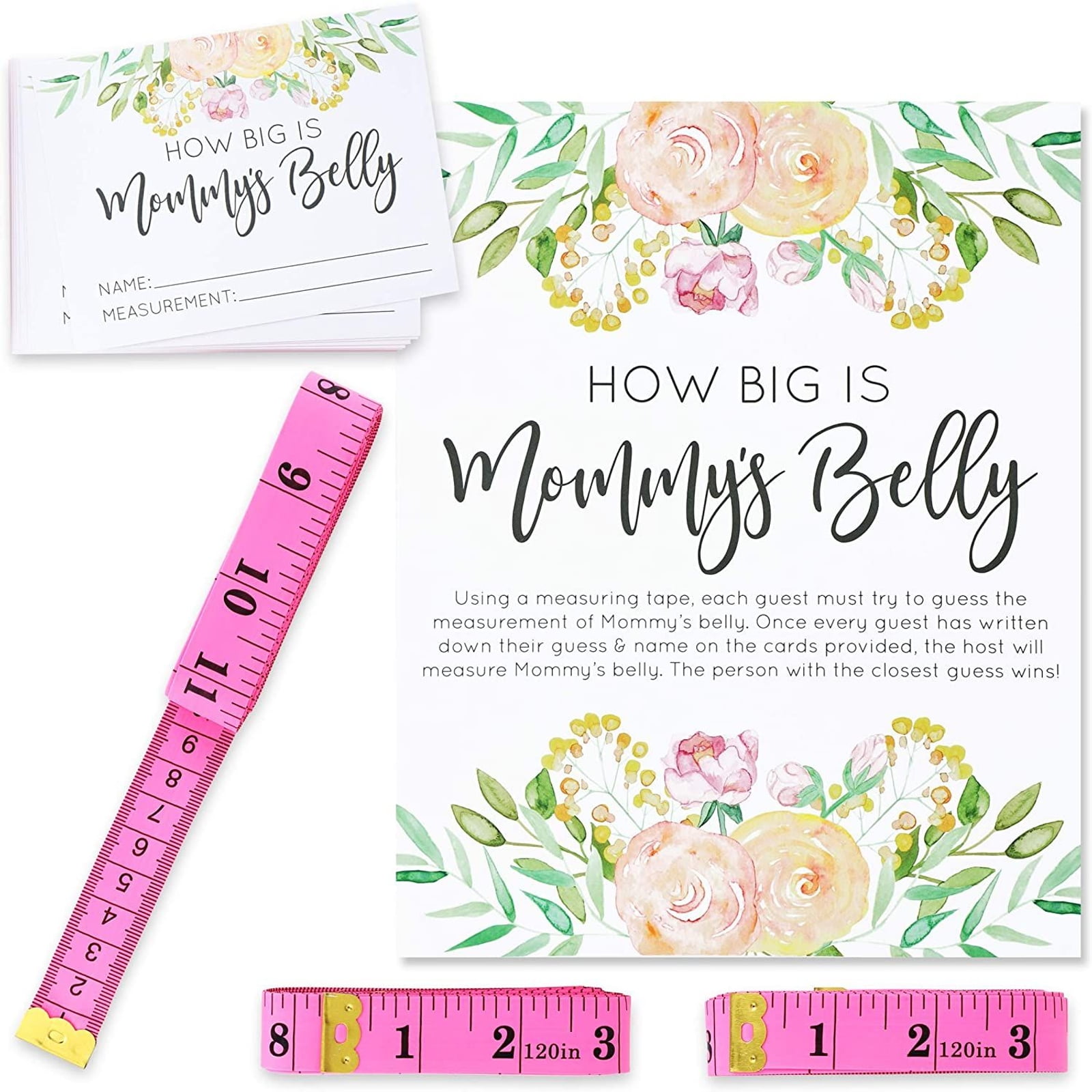 Princess Baby Shower 20 Player Game Tape measure Girl How big is Mummy's Tummy 