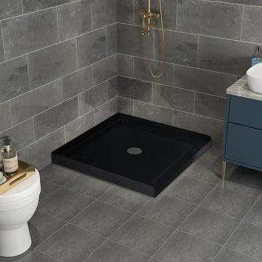 Goodyo 36" x 36" Shower Base Single Threshold Center Drain Shower Pan in Black