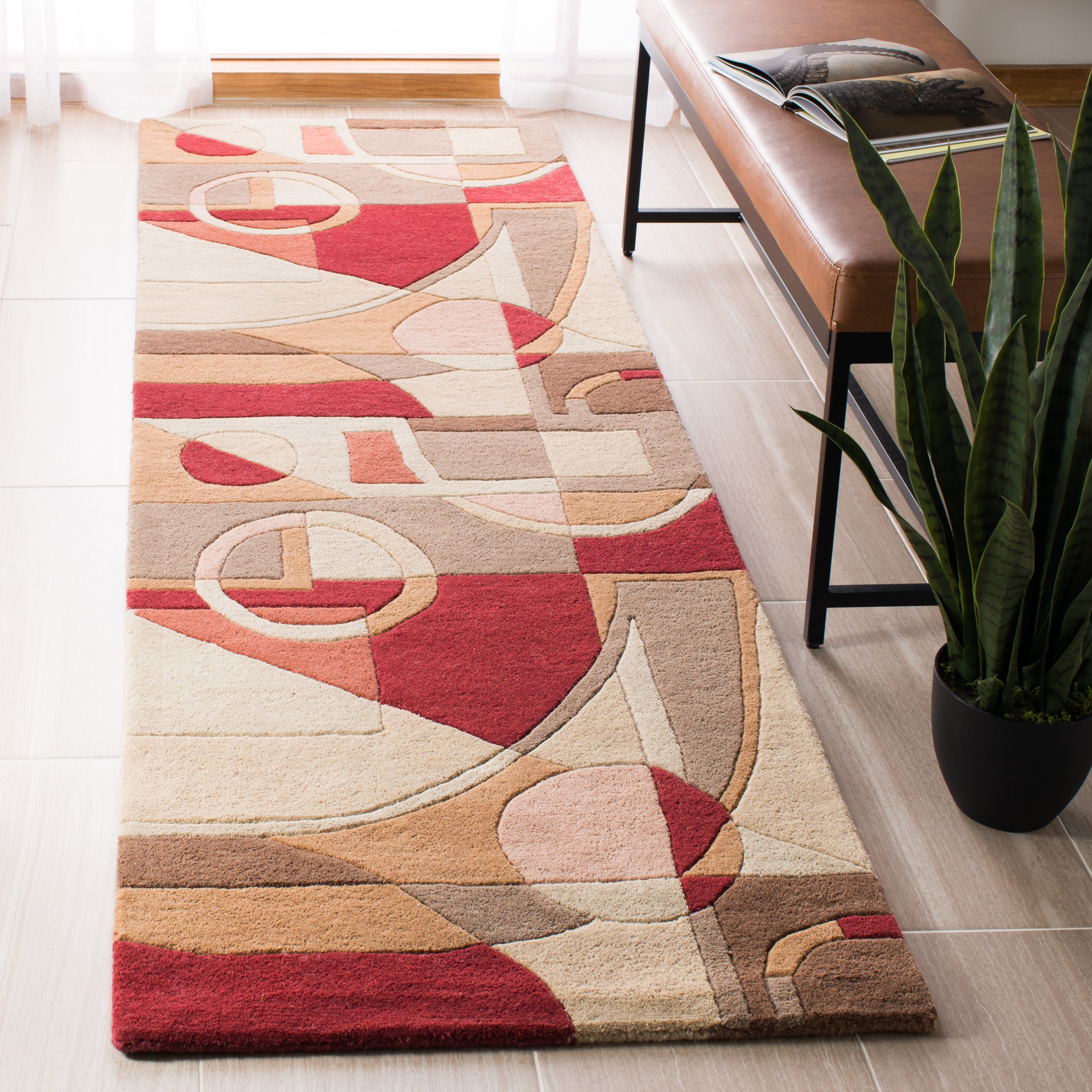 SAFAVIEH Rodeo Drive Clarissa Abstract Wool Runner Rug, Beige/Multi, 2'6" x 22'