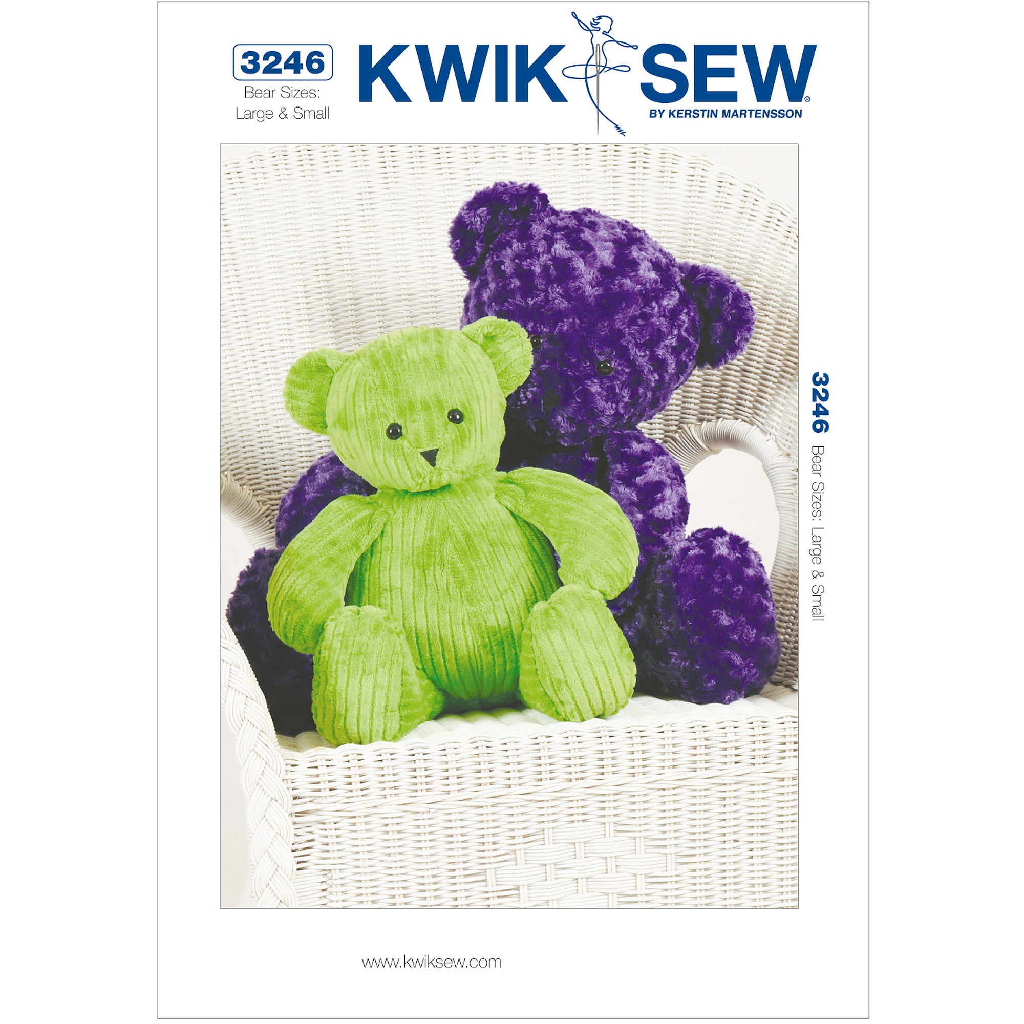KWIK SEW PATTERNS K3246 Teddy Bears Size Large and Small Pack of 1 White