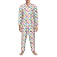 thumbnail image 3 of Honeii Colorful Rabbit Pattern Mens Pajamas Set,2pcs Men's Lounge Long Sleeve Sleep Shirt and Pajama Bottoms Sleepwear Set,Mens Pjs Sets-X-Large, 3 of 7