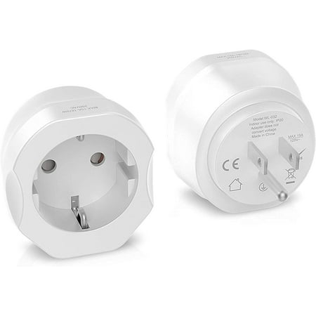 1 Pack European to US Plug Adapter, EU to US Adapter, Europe to USA Travel Converter for Most of EU Spain France Type C E F Plugs to America