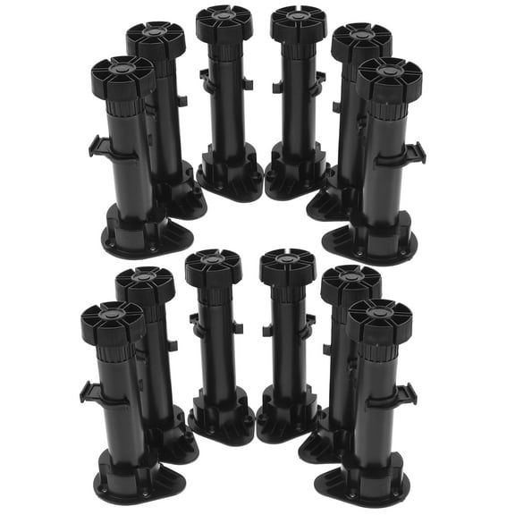 ULTNICE Table Leg Extenders Cabinet Leveler Legs Black 12Pack 6.1x3.1x2.6in Pp Plastic