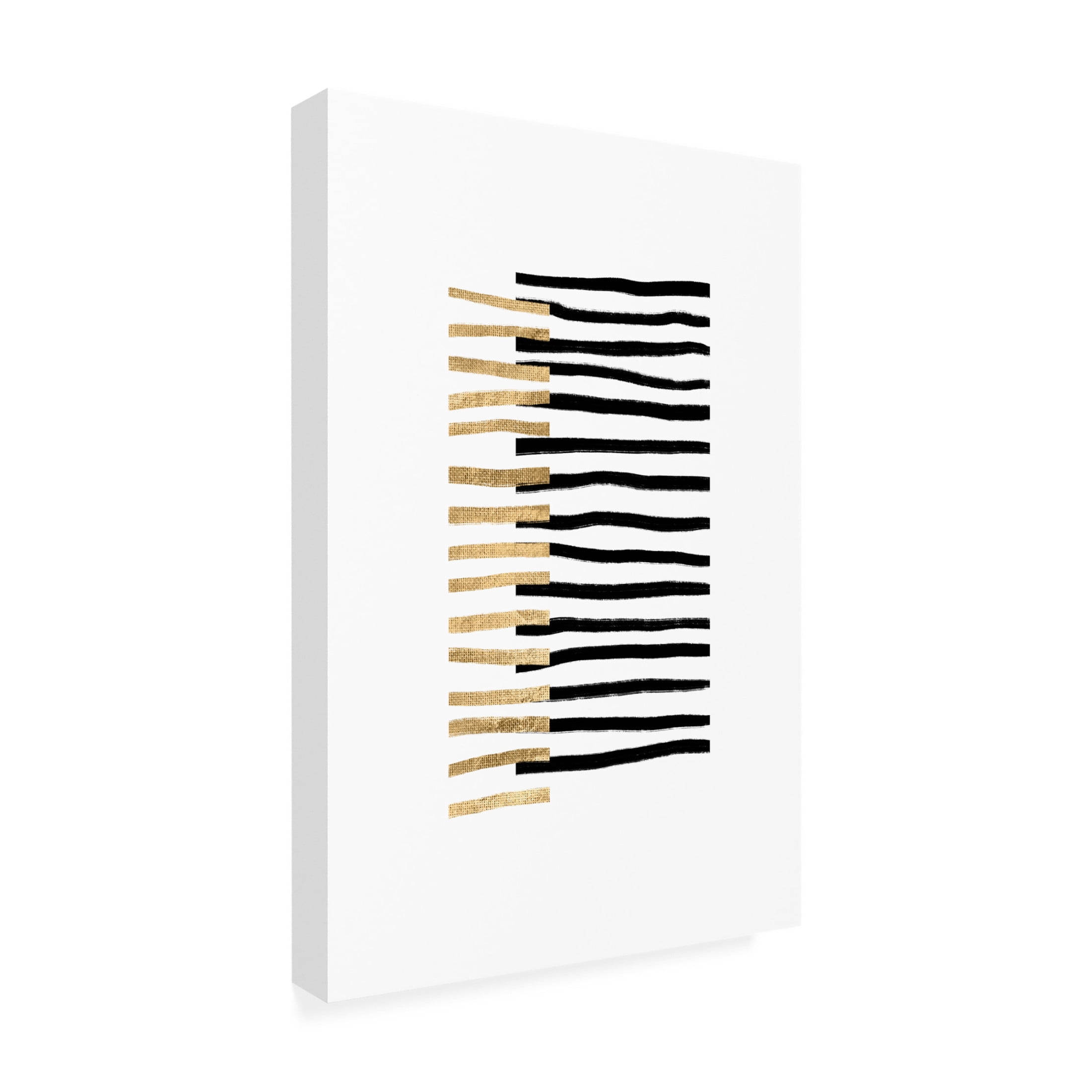 Trademark Fine Art uplusmestudio Gold On Black Lines Canvas Wall Art