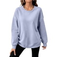 thumbnail image 3 of Hearthz Womens Fleece Sweatshirt Solid Color Drop Shoulder Long Sleeve Crewneck Sweatshirt Women Fall Winter Athletic Workout Pull Over Sweaters Womens Gray XL, 3 of 6