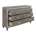 thumbnail image 5 of Glamorous Silver-Gray Metallic Finish Bedroom 4pc set Queen Size Platform Bed with Footboard Storage LED Headboard, 5 of 7