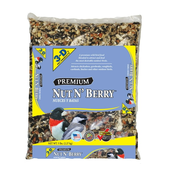 3-D Pet Products Premium Nut N' Berry Blend Dry Wild Bird Food, 5 lb., Does Not Contain Fillers
