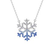 HOARBOEG Snowflake Pendant Necklace for Women, Man-Made Cubic Zirconia, Alloy Electroplated Chain, Winter Holiday Jewelry