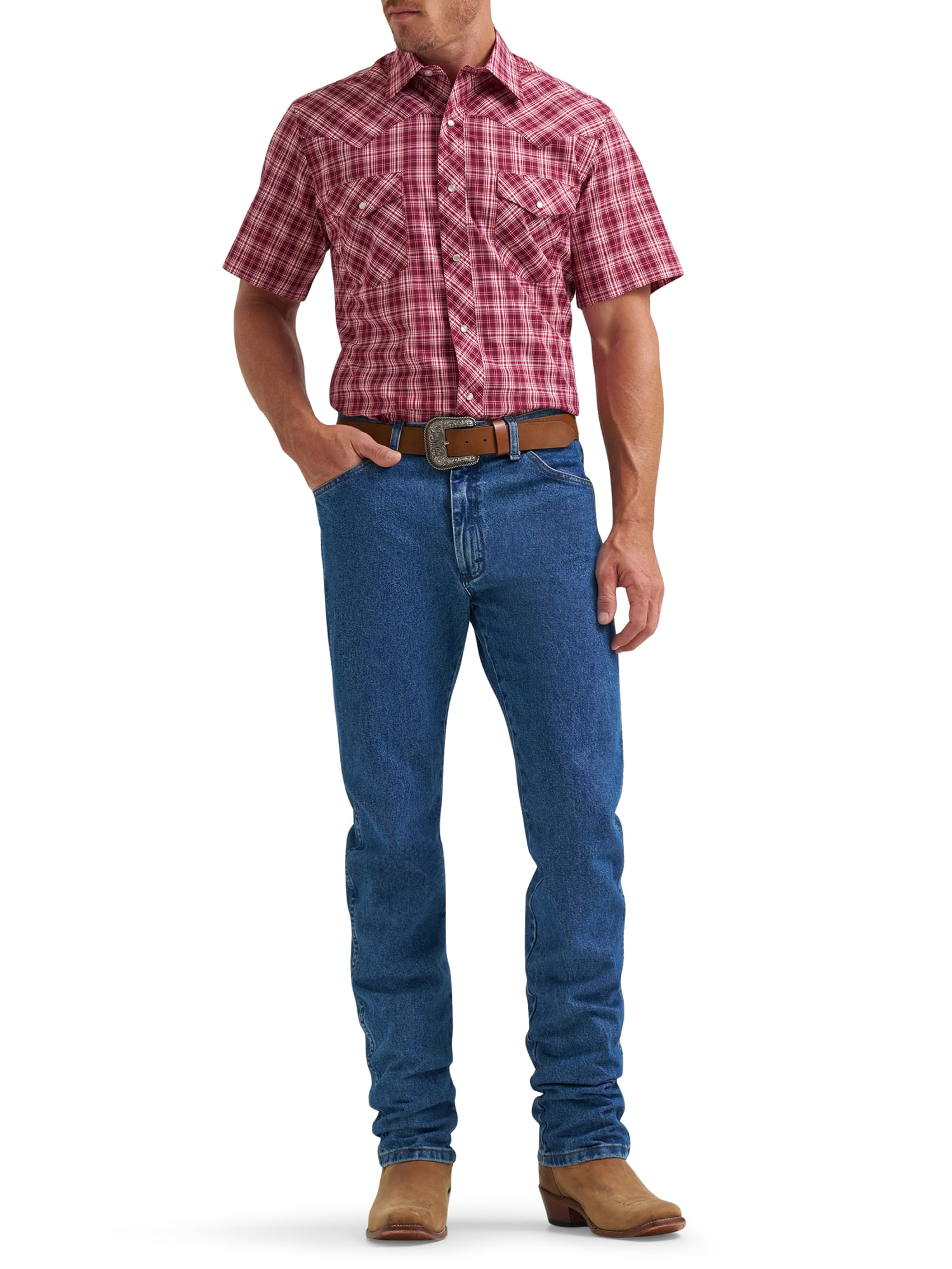 Wrangler® Men's and Big Men's Regular Fit Short Sleeve Western Shirt, Sizes S-5XL
