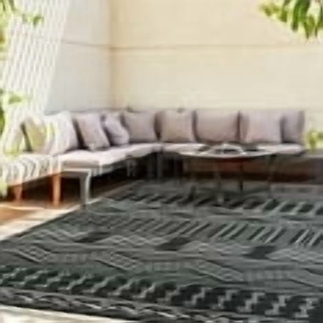 SIXHOME Outdoor Rug 5'x8' Waterproof Patio Rug Reversible Indoor Outdoor Rug Lightweight Plastic Straw Rug for RV Camping Deck Balcony Boho Porch Decor Dark Grey and White