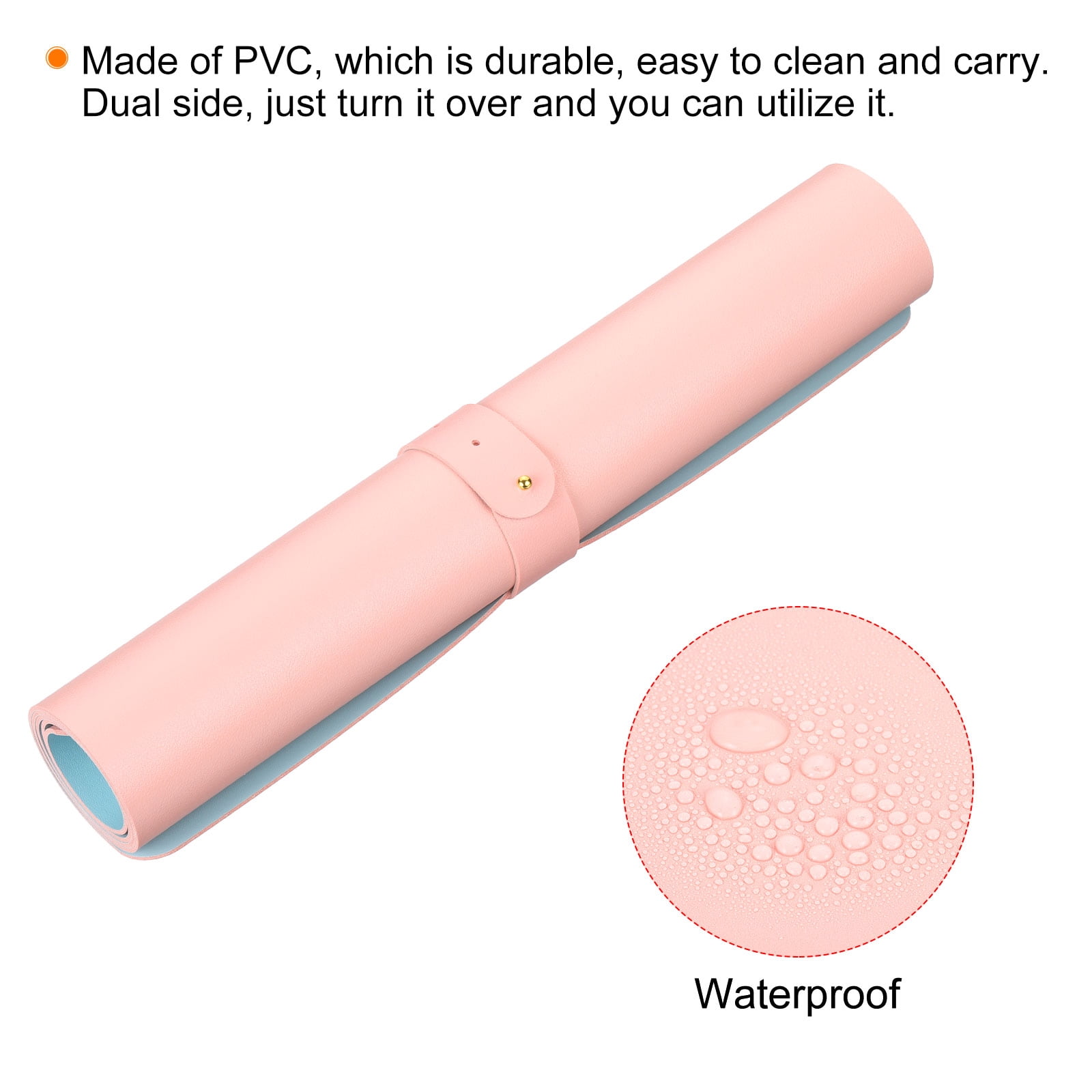 Uxcell 27.56"x13.78" Desk Mat Protector, PU Leather Dual Side Waterproof Mouse Pad Writing Mat for Office Home, Blue, Pink