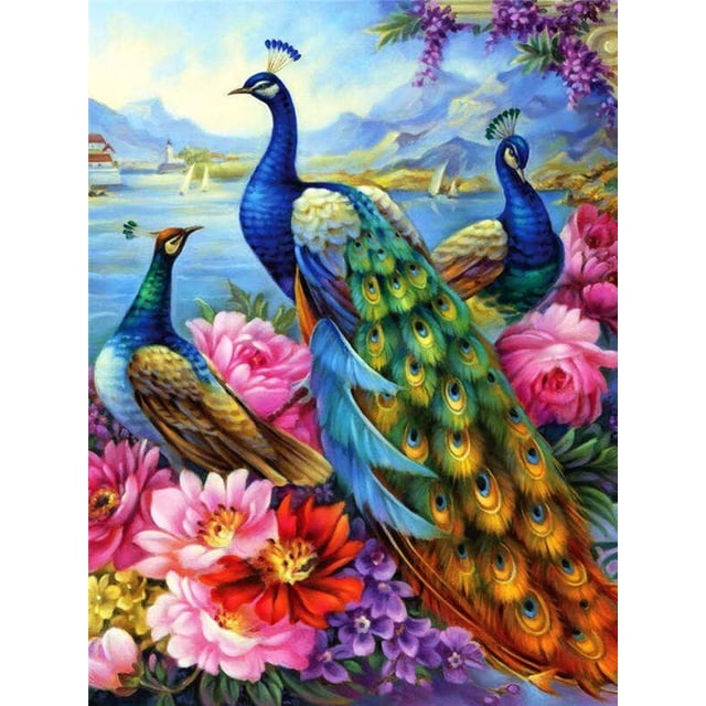Pintura de diamante 5D DIY, mosaico de resina de círculo completo, paisaje, Animal, bordado de diamantes, imagen de diamantes de imitación, decoración del hogar, regalo