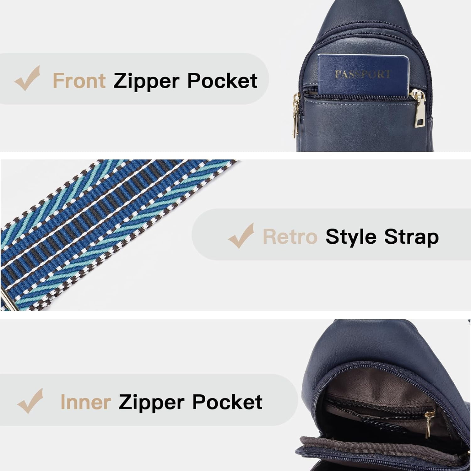 Sling Bag for Women Crossbody Fanny Packs for Women Leather Sling Chest Bag