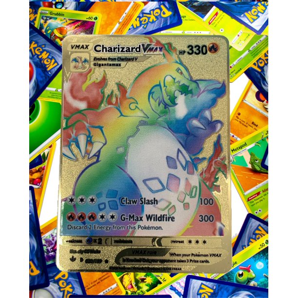 Champions Path Rainbow Charizard Vmax Custom Gold Metal Pokemon Card Champions Path 074 073 Walmart Com