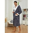thumbnail image 4 of U2SKIIN Mens Robe with Hood,Full Length Plush Robe for Men Contrast Thick Fleece Bathrobe (Dark Grey, Small-Medium), 4 of 7