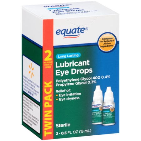 Equate Long Lasting Lubricant Eye Drop, Relief for Eye, 0.5 oz., 2 Ct.