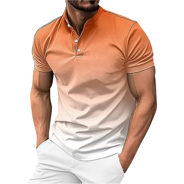 Summer Men's Button Up Round Neck Short Sleeved Shirt Solid Casual Top XL