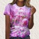 thumbnail image 2 of Mujeres Pantalones Cortos, Moda Impresa Manga Corta Cuello Redondo Camiseta Blusa, Top de Lentejuelas Casual, 2 of 9