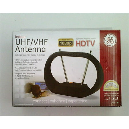 Refurbished GE 24807 Indoor Antenna - Modern Loop Style Indoor VHF / UHF High-Definition TV Antenna with Rabbit Ears - 30 Mile